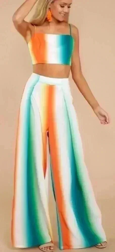 Sure To Stand Out Orange Multi Stripe 2 Piece Set - Picture 6 of 10